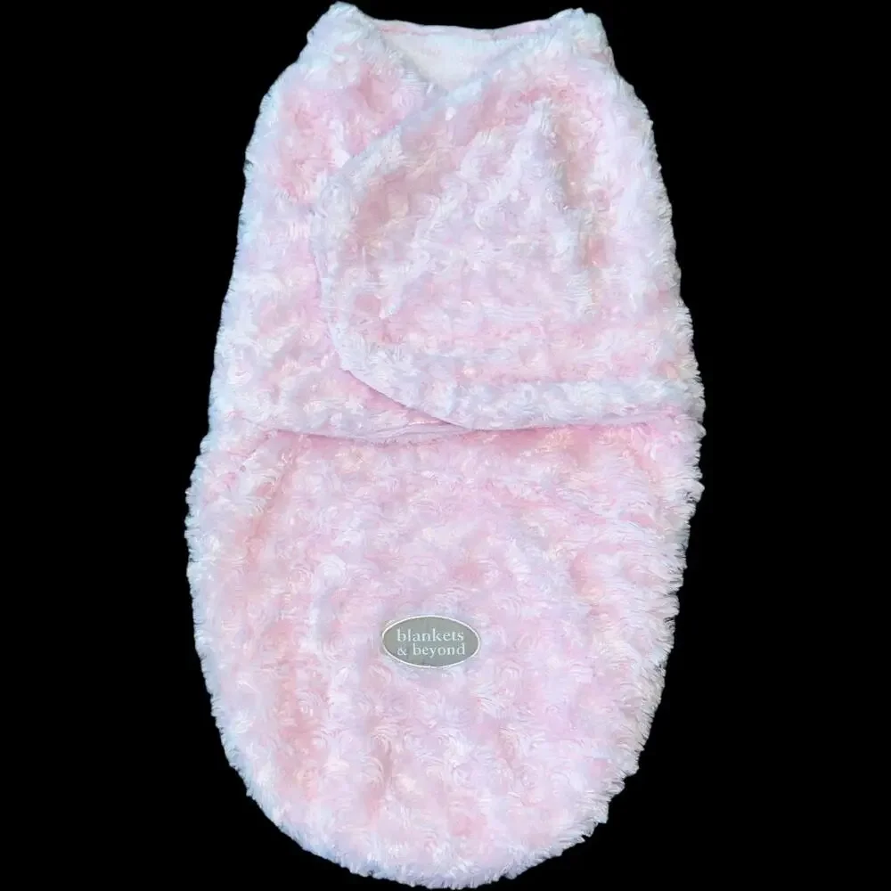 NWOT Blankets and Beyond Pink Minky Rose Swirl Swaddler Swaddle Sack Blanket